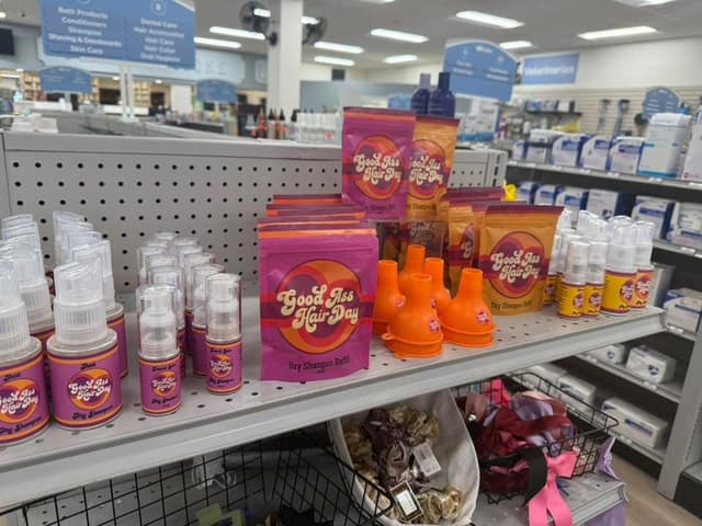 shelves stocked with favorite health products at McGuffee's Drug